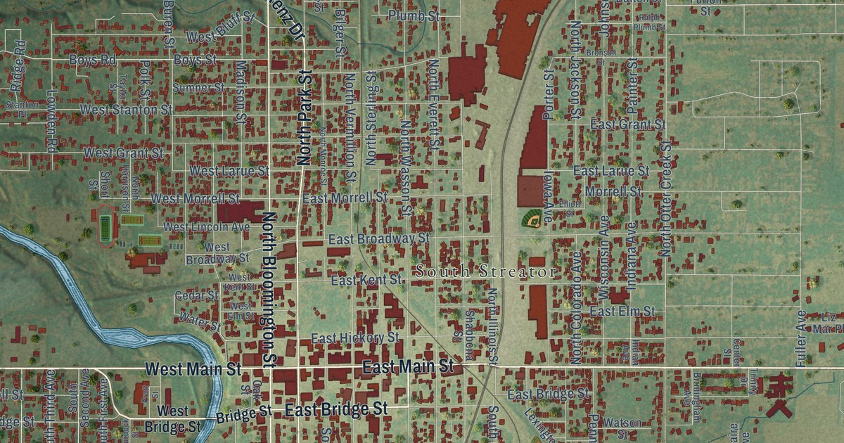 Map of Streator, Illinois in 2026