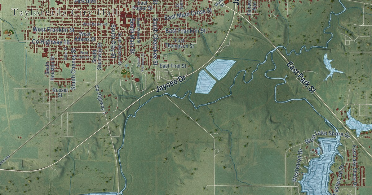 Map of Taylorville, Illinois in 2026