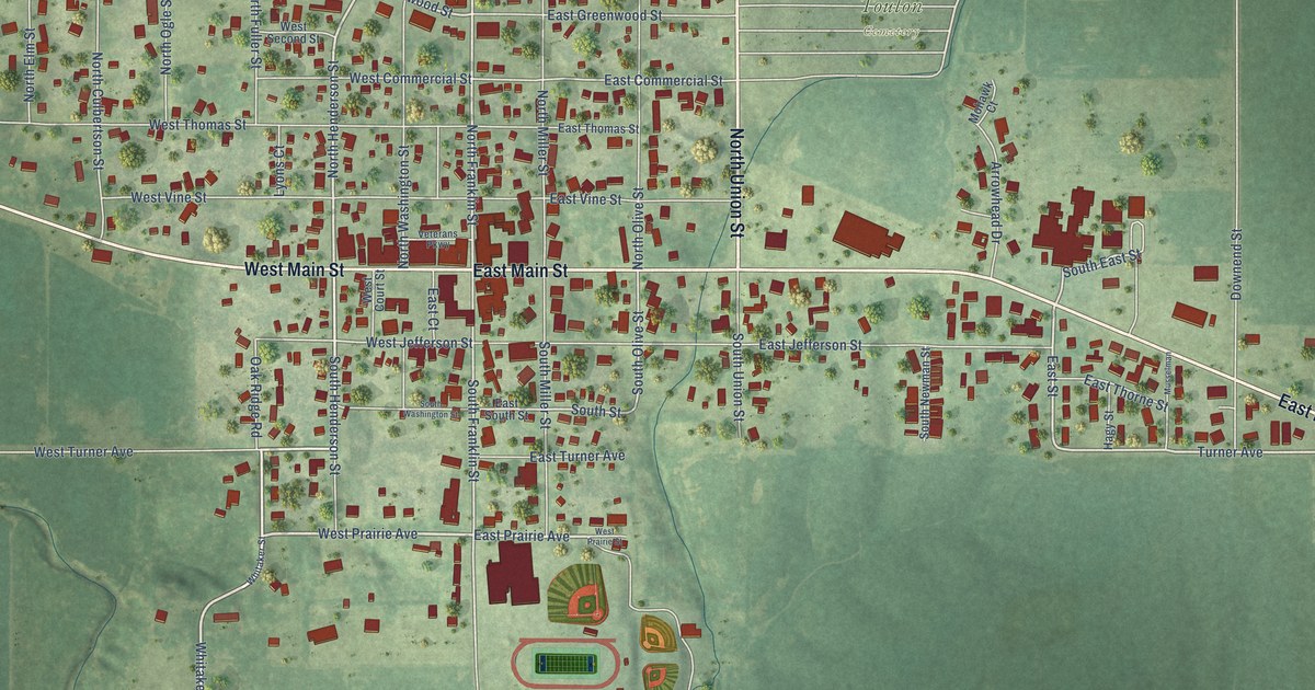Map of Toulon, Illinois in 2026