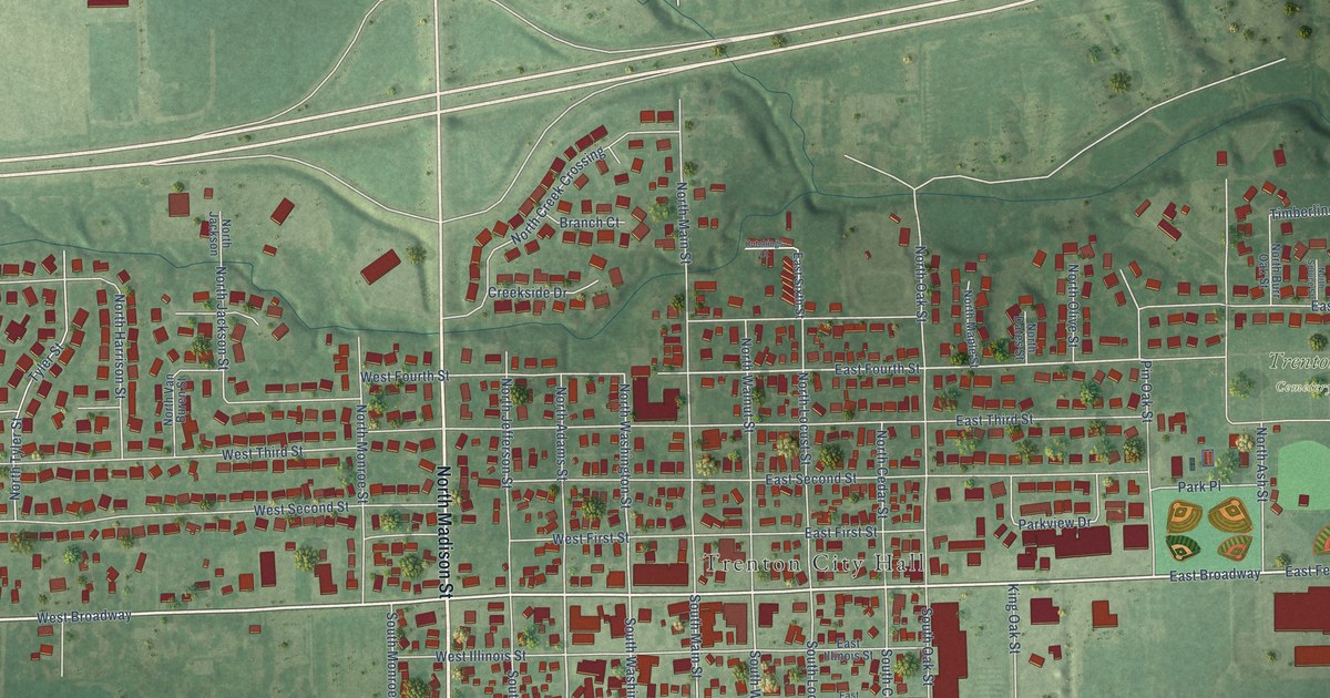 Map of Trenton, Illinois in 2026