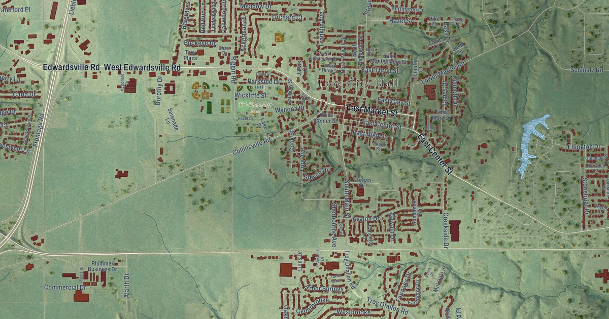 Map of Troy, Illinois in 2026