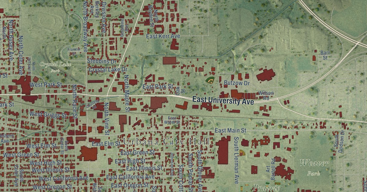 Map of Urbana, Illinois in 2026