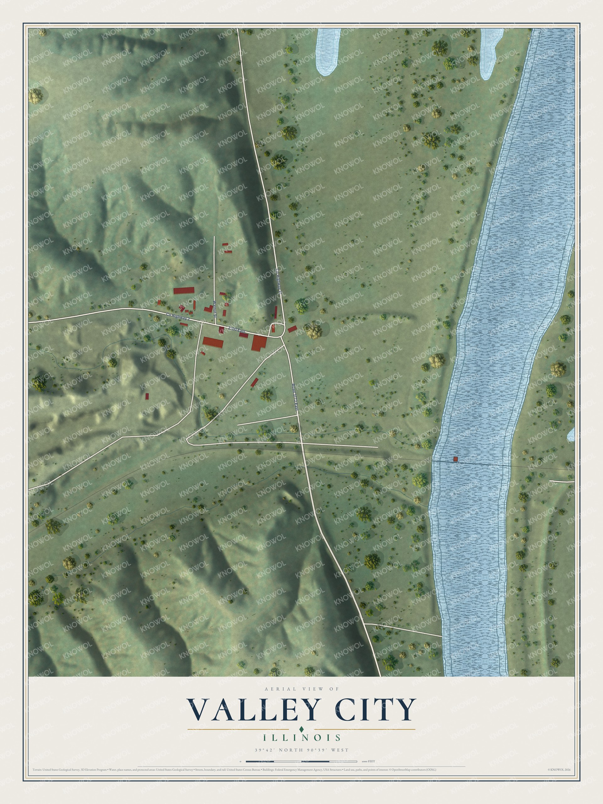 Watermarked full-map preview of Valley City, Illinois
