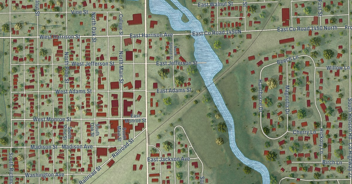 Map of Villa Grove, Illinois in 2026