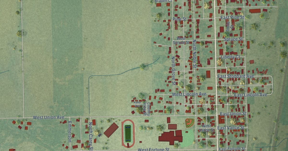 Map of Virden, Illinois in 2026