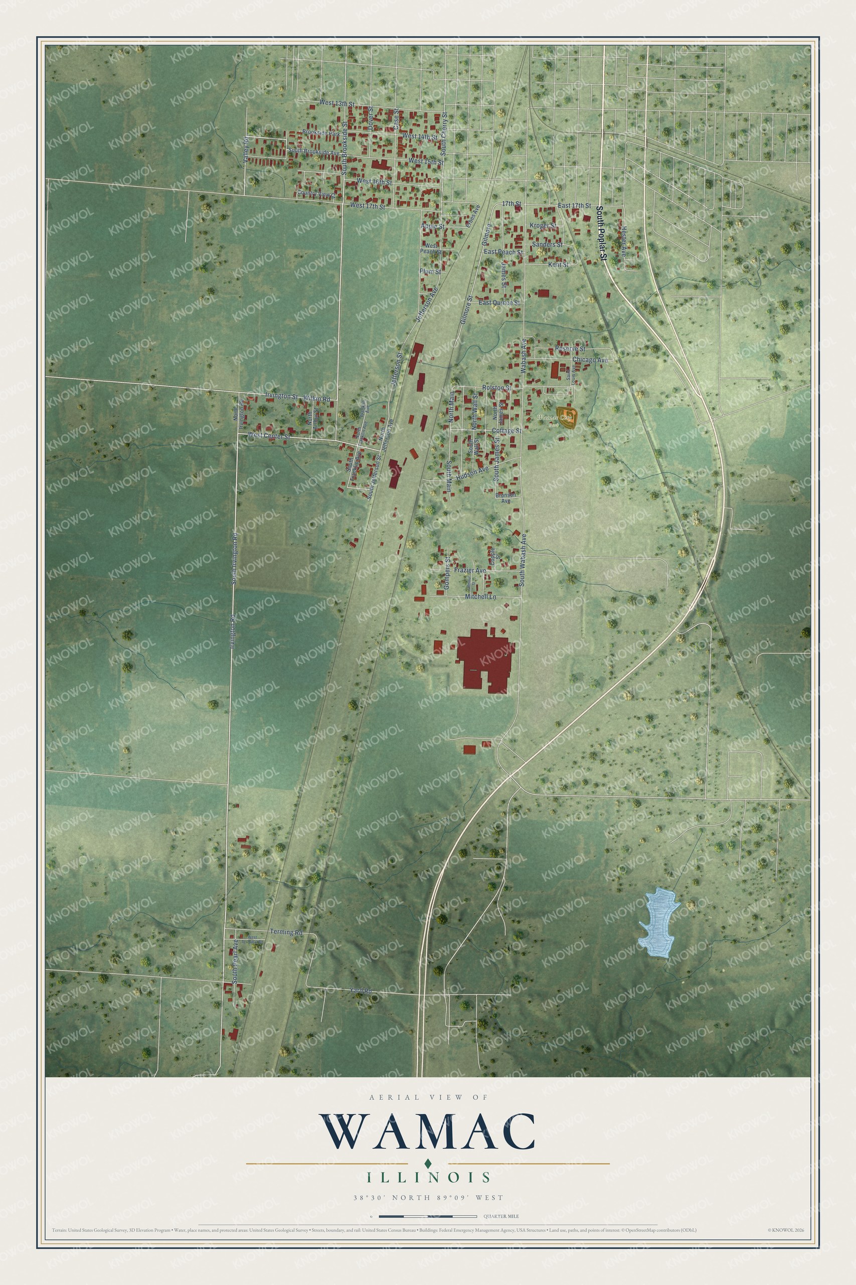 Watermarked full-map preview of Wamac, Illinois