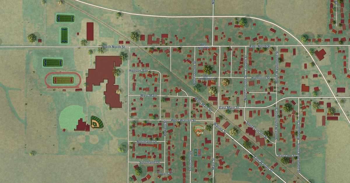 Map of Warrensburg, Illinois in 2026