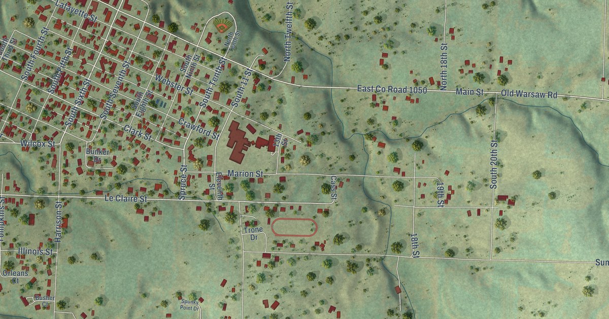 Map of Warsaw, Illinois in 2026