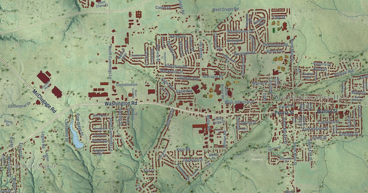Map of Washington, Illinois in 2026