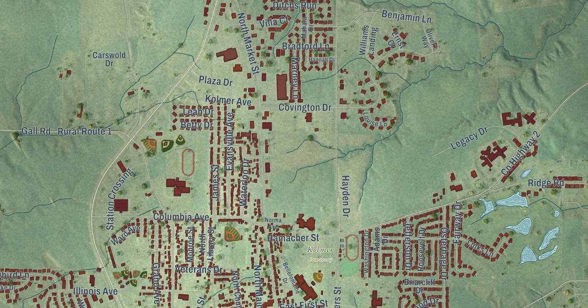 Map of Waterloo, Illinois in 2026