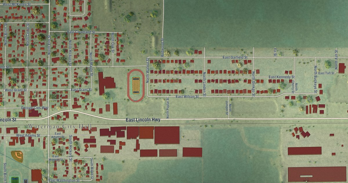 Map of Waterman, Illinois in 2026