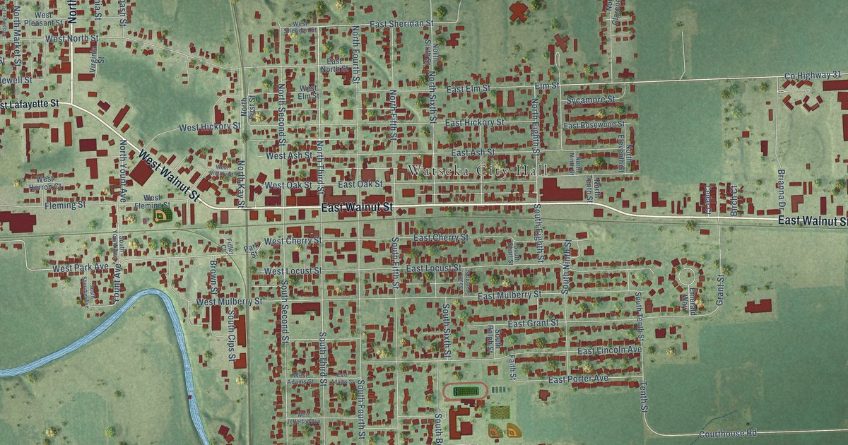 Map of Watseka, Illinois in 2026