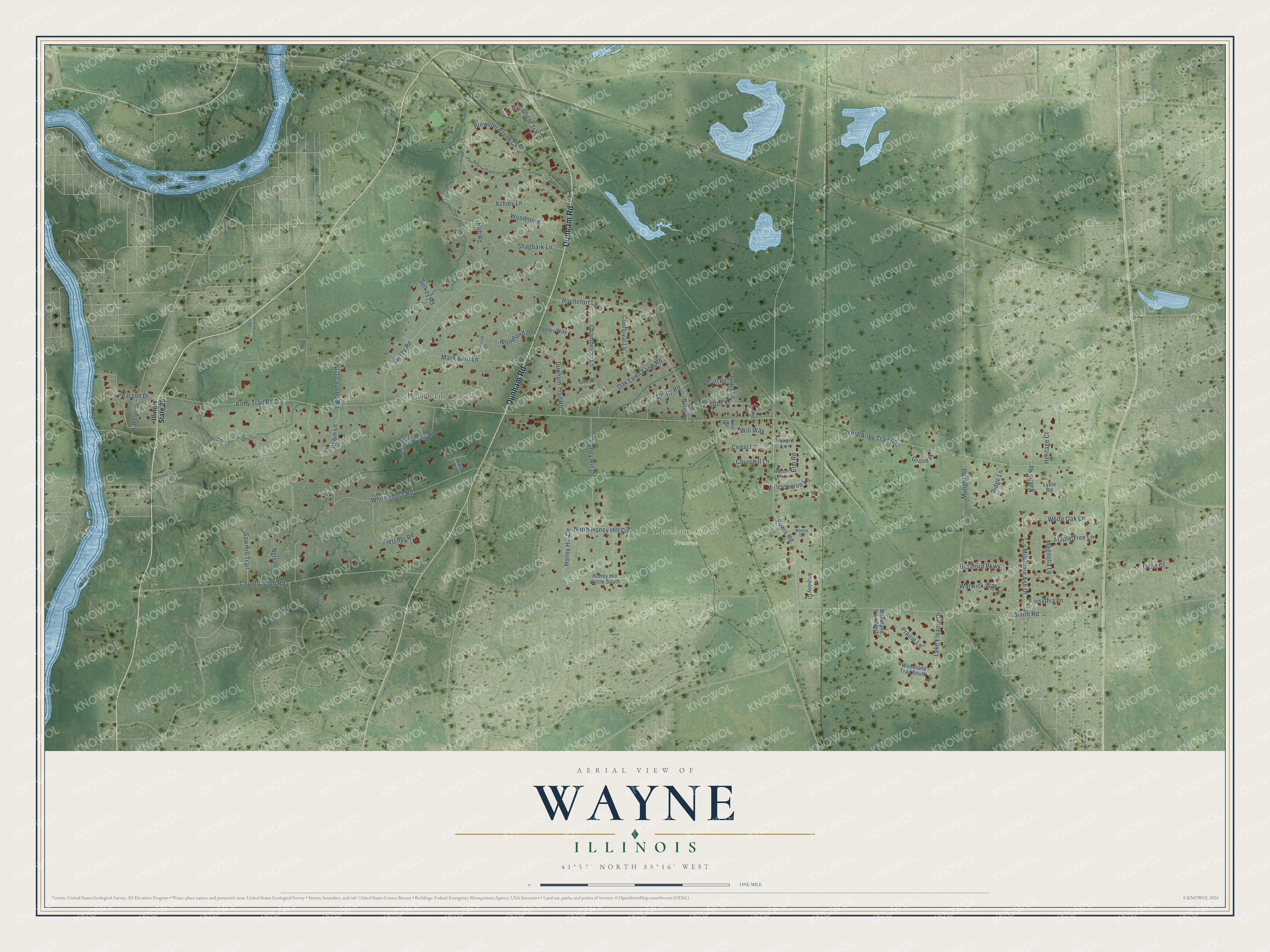 Watermarked full-map preview of Wayne, Illinois