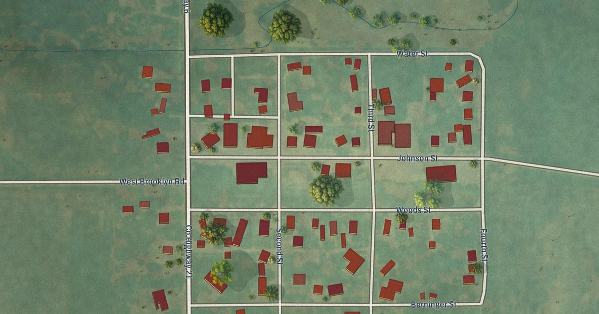 Map of West Brooklyn, Illinois in 2026