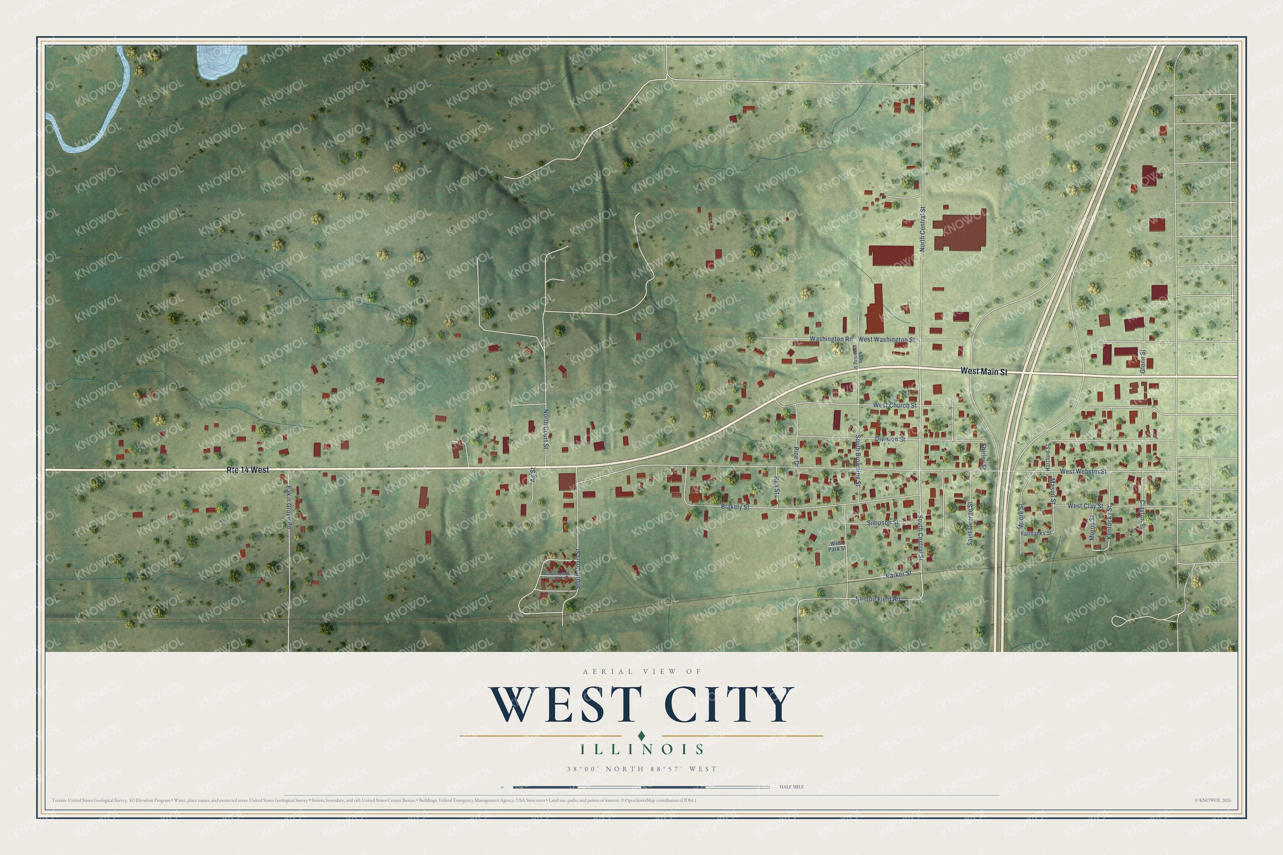Watermarked full-map preview of West City, Illinois