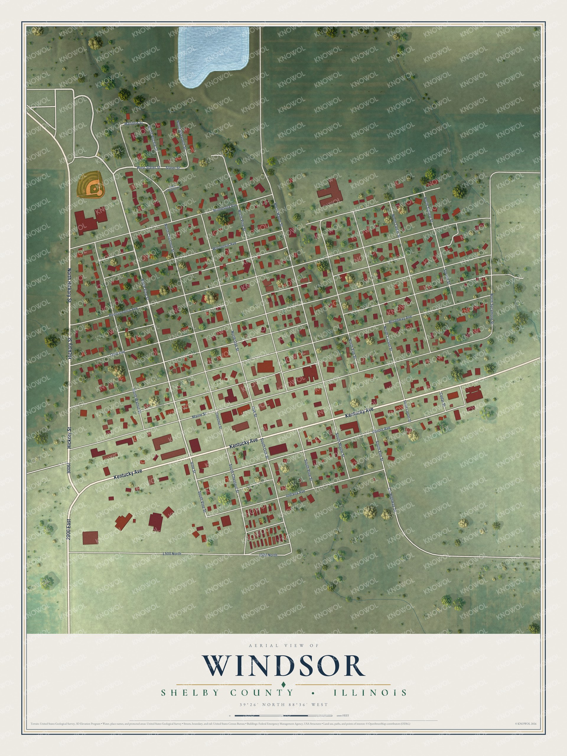 Watermarked full-map preview of Windsor, Illinois