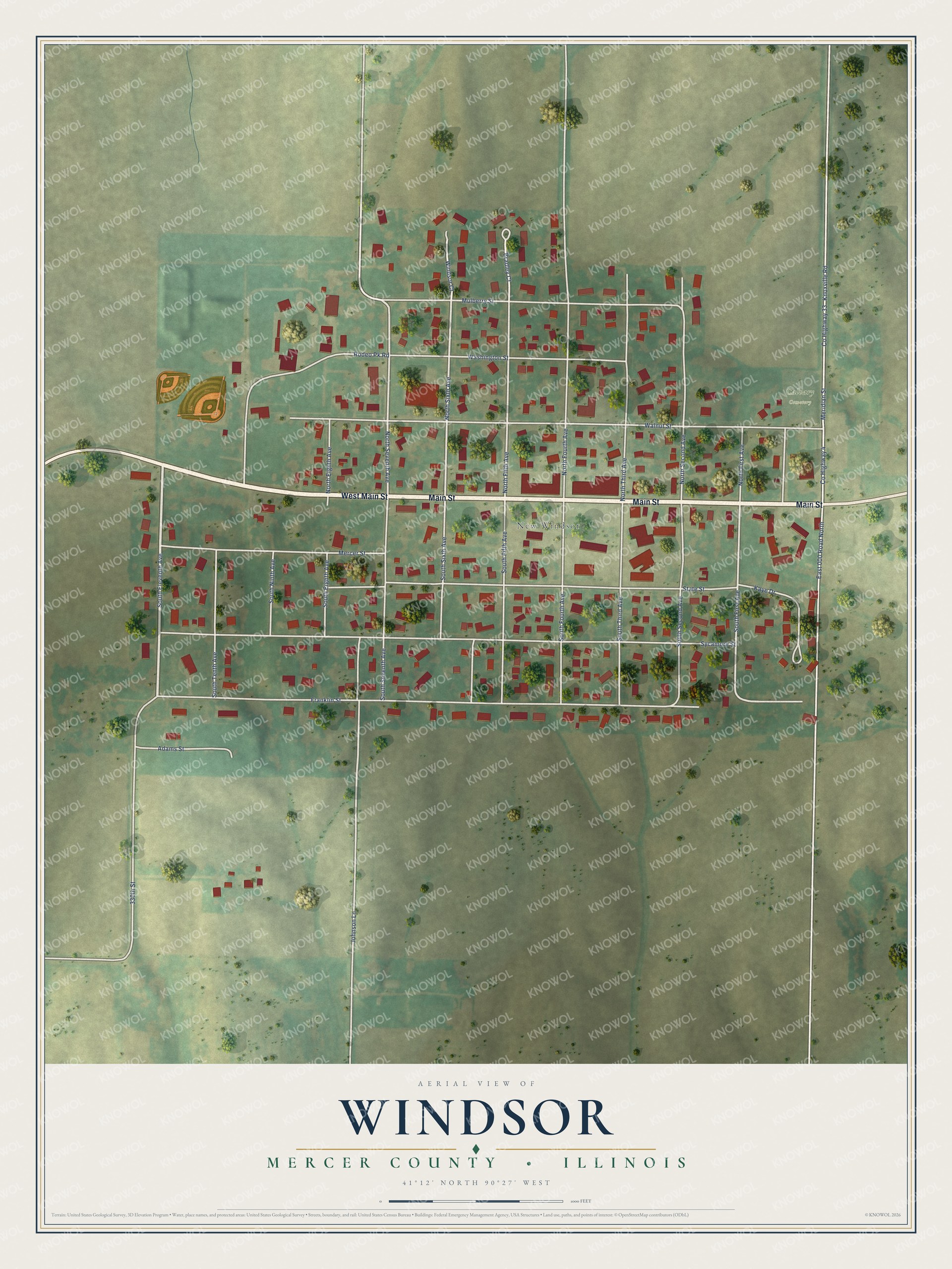 Watermarked full-map preview of Windsor, Illinois
