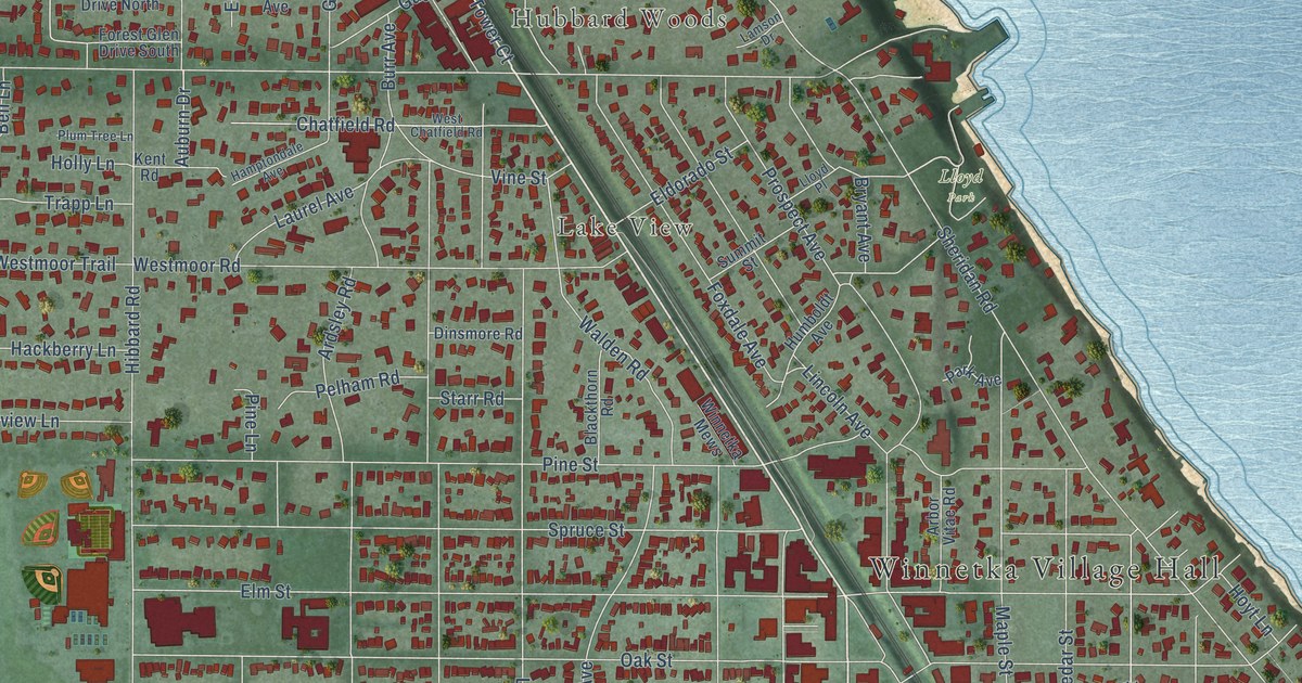 Map of Winnetka, Illinois in 2026