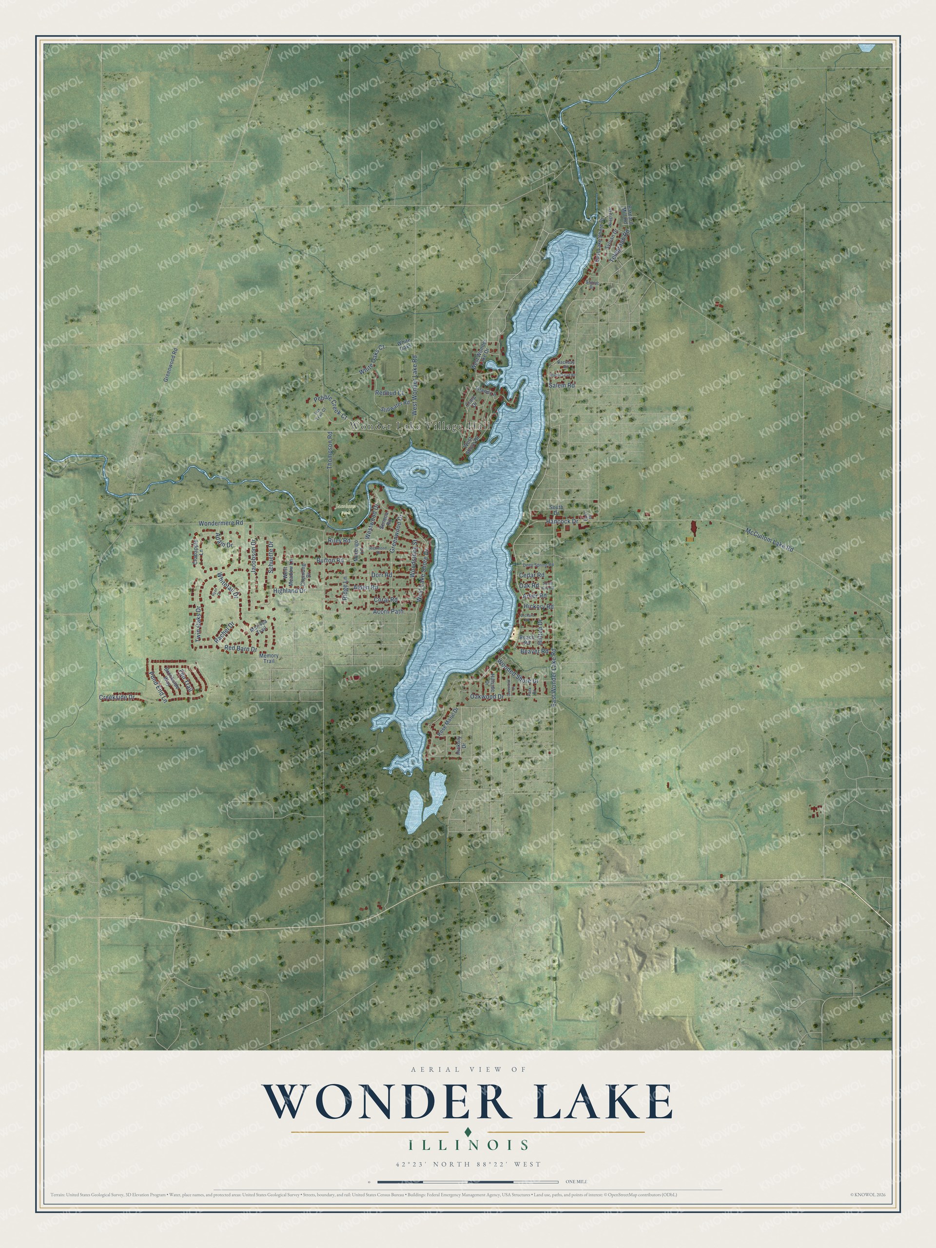 Watermarked full-map preview of Wonder Lake, Illinois