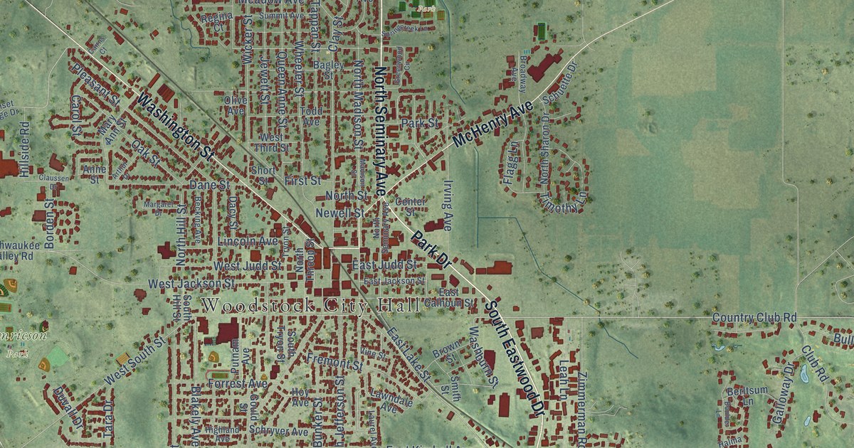 Map of Woodstock, Illinois in 2026