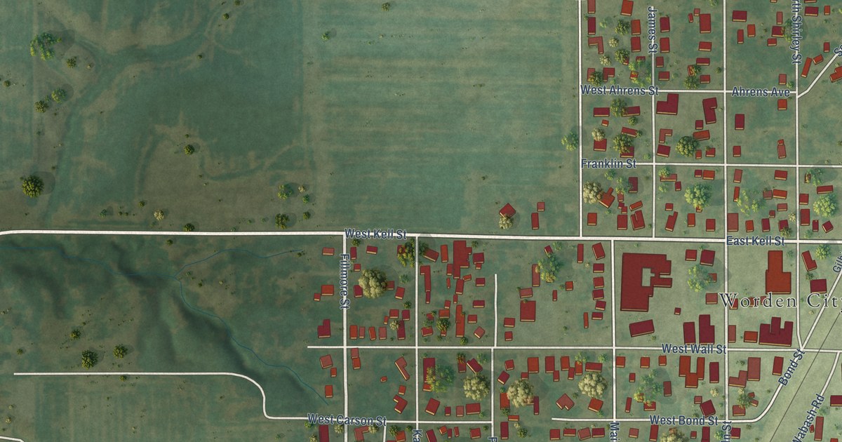 Map of Worden, Illinois in 2026