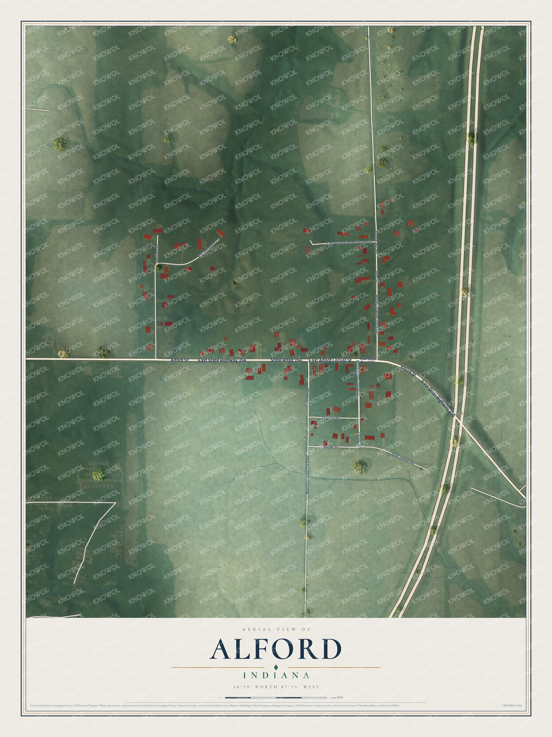 Watermarked full-map preview of Alford, Indiana
