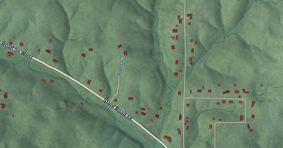 Map of Avoca, Indiana in 2026