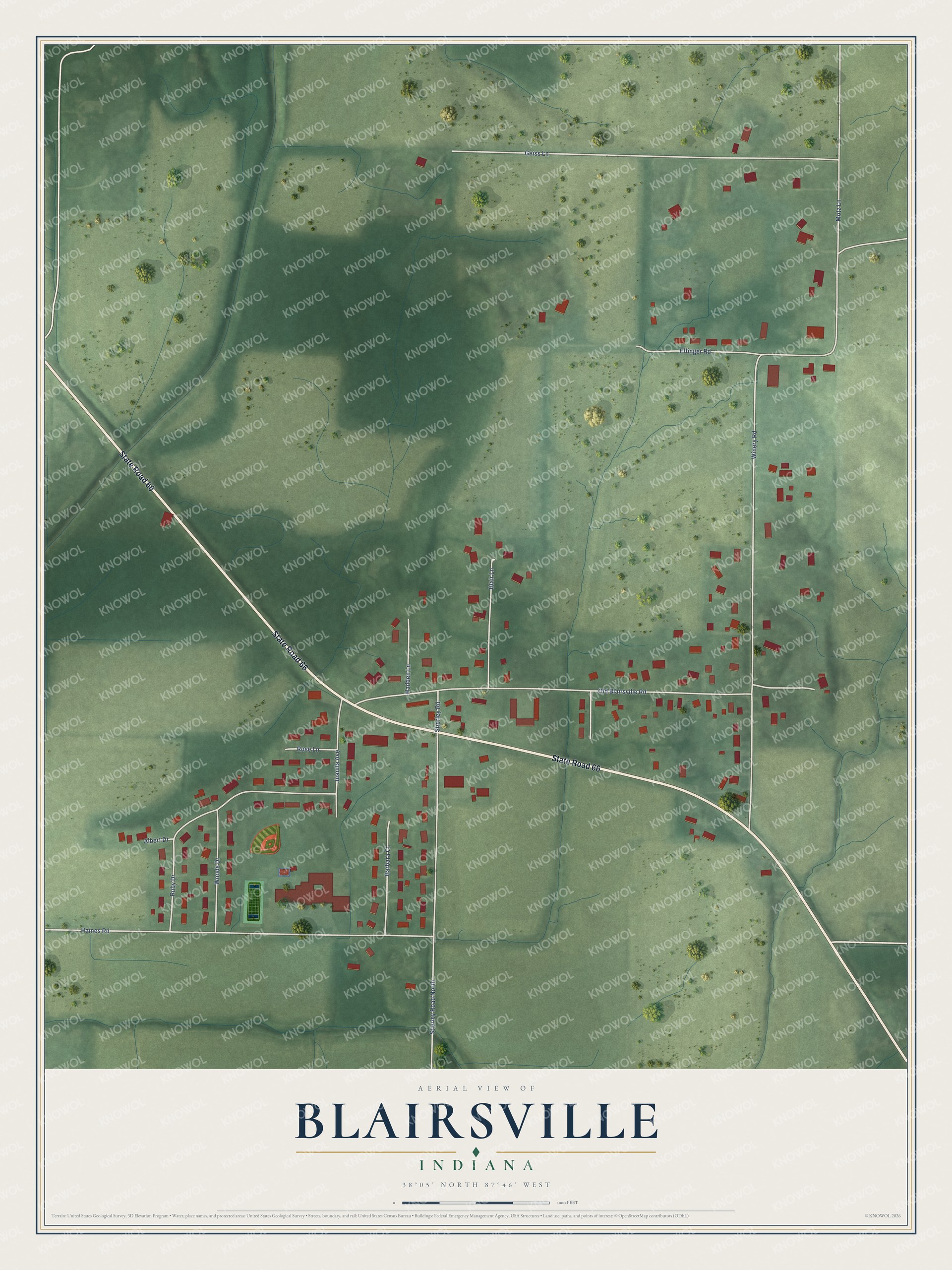Watermarked full-map preview of Blairsville, Indiana