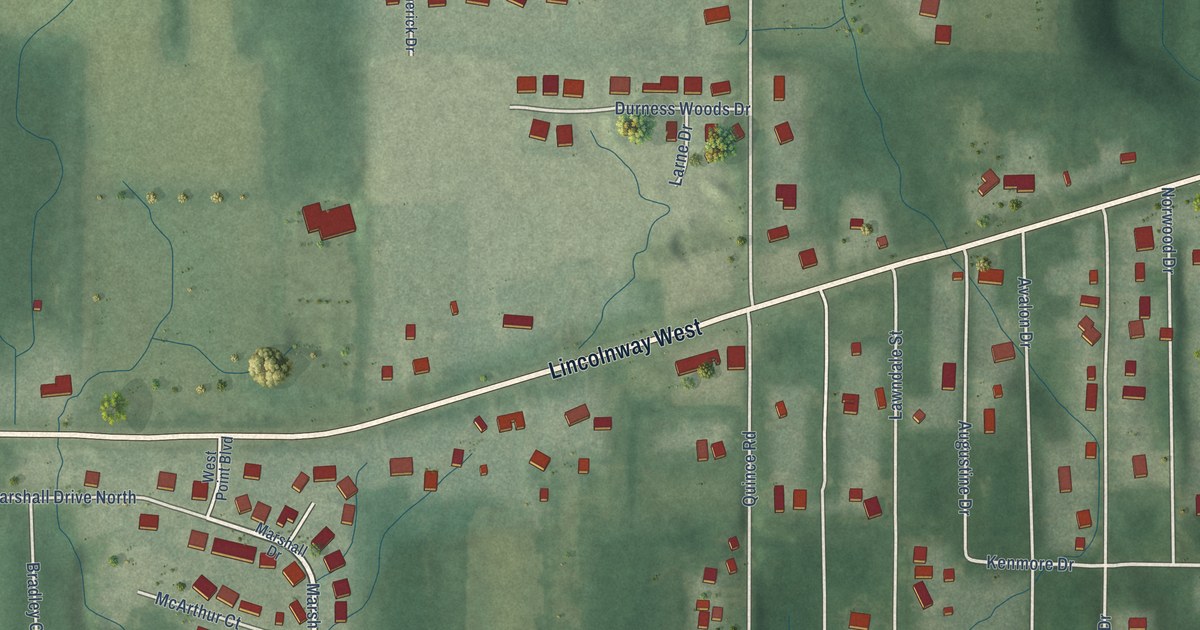 Map of Chain-O-Lakes, Indiana in 2026