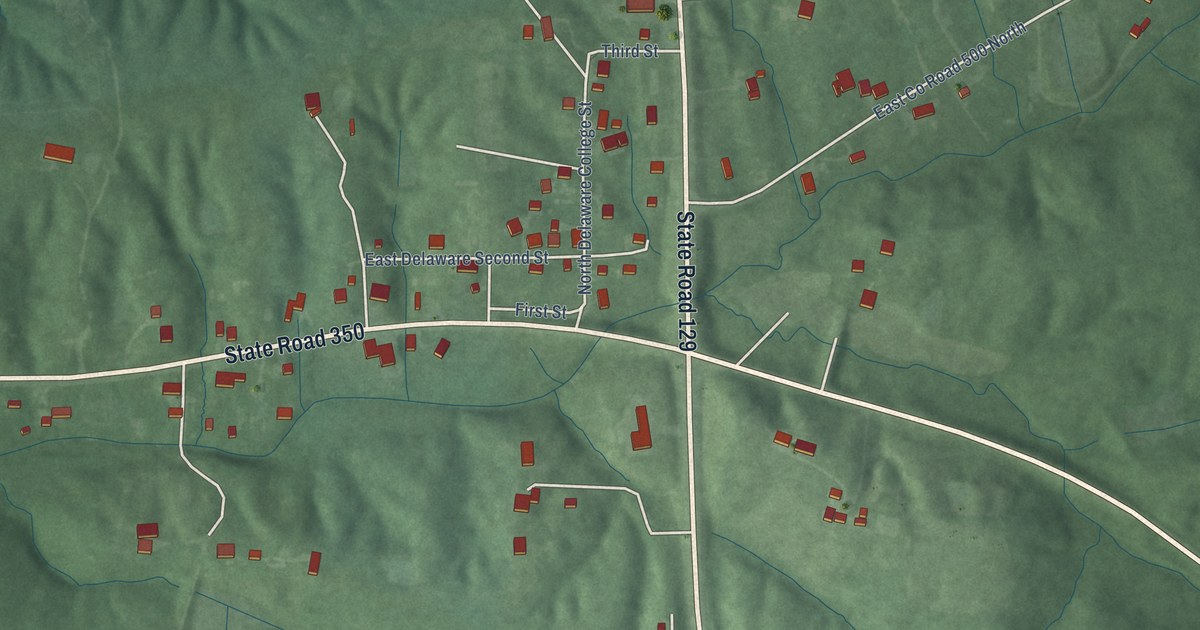 Map of Delaware, Indiana in 2026