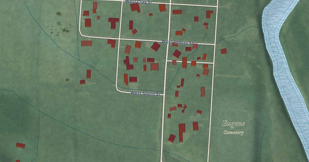 Map of Eugene, Indiana in 2026