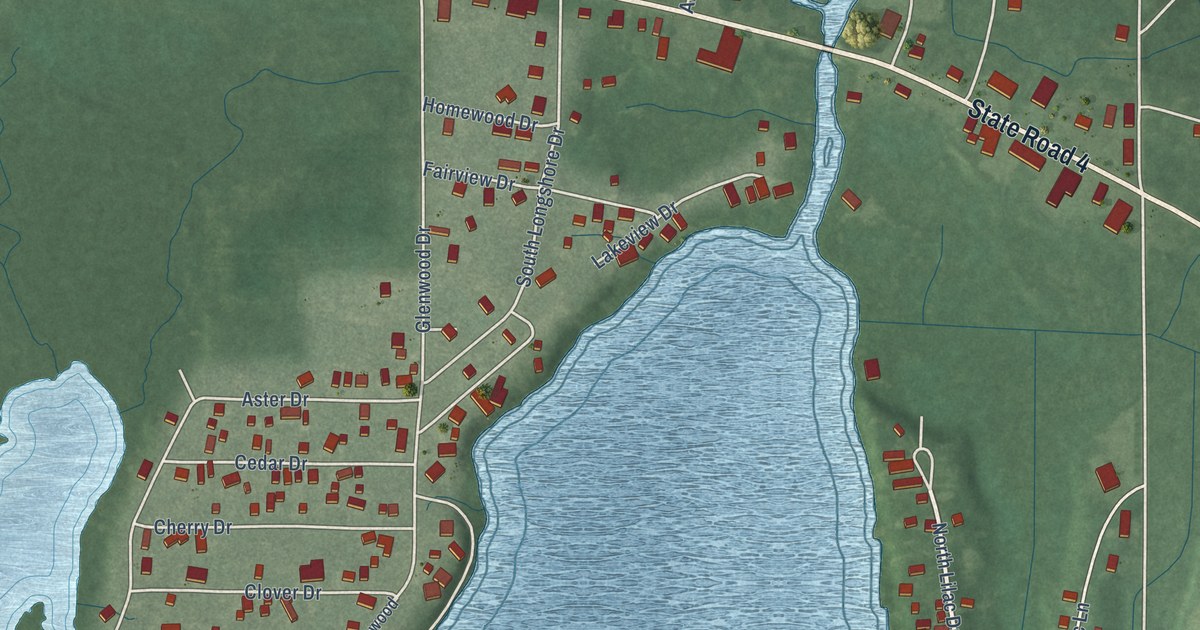 Map of Fish Lake, Indiana in 2026