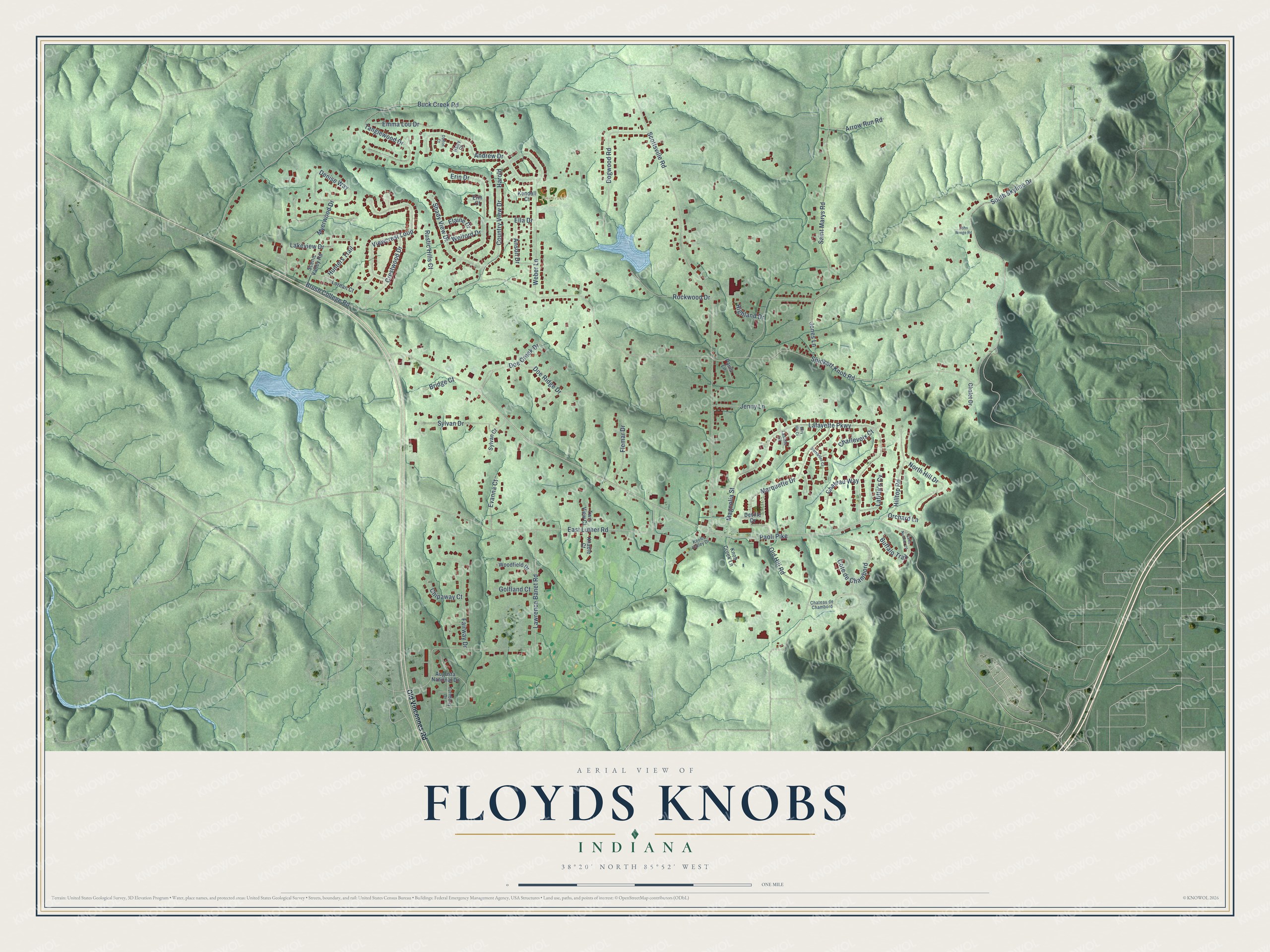 Watermarked full-map preview of Floyds Knobs, Indiana