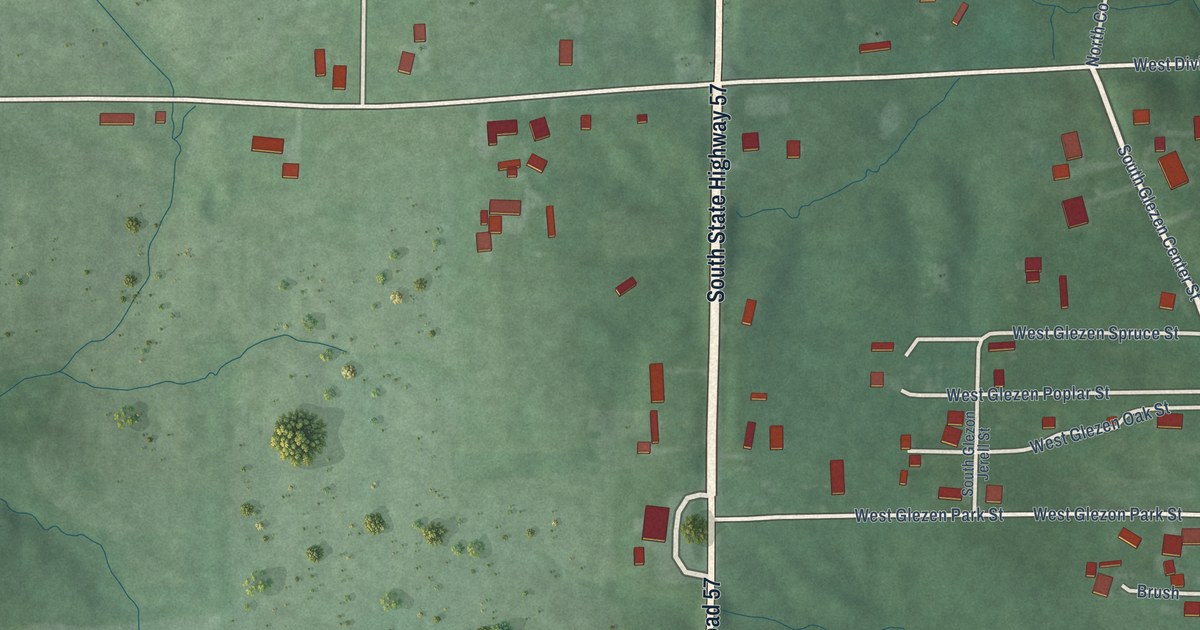 Map of Glezen, Indiana in 2026