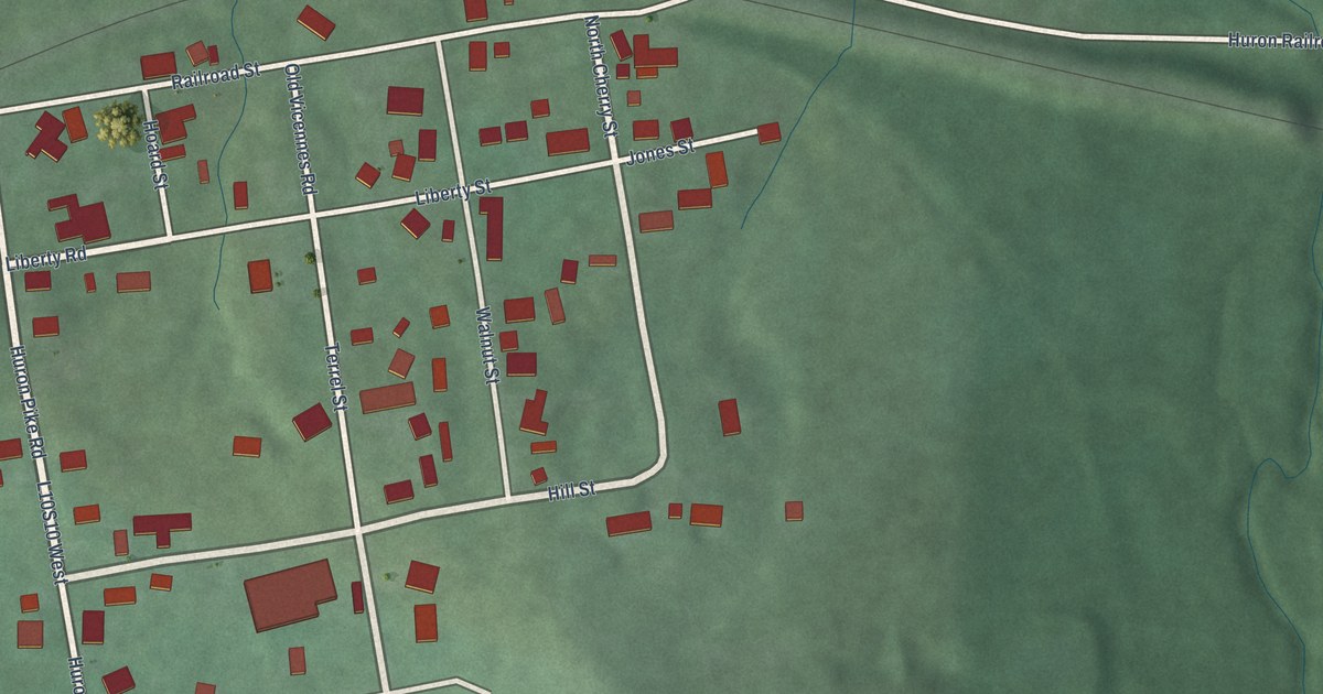 Map of Huron, Indiana in 2026