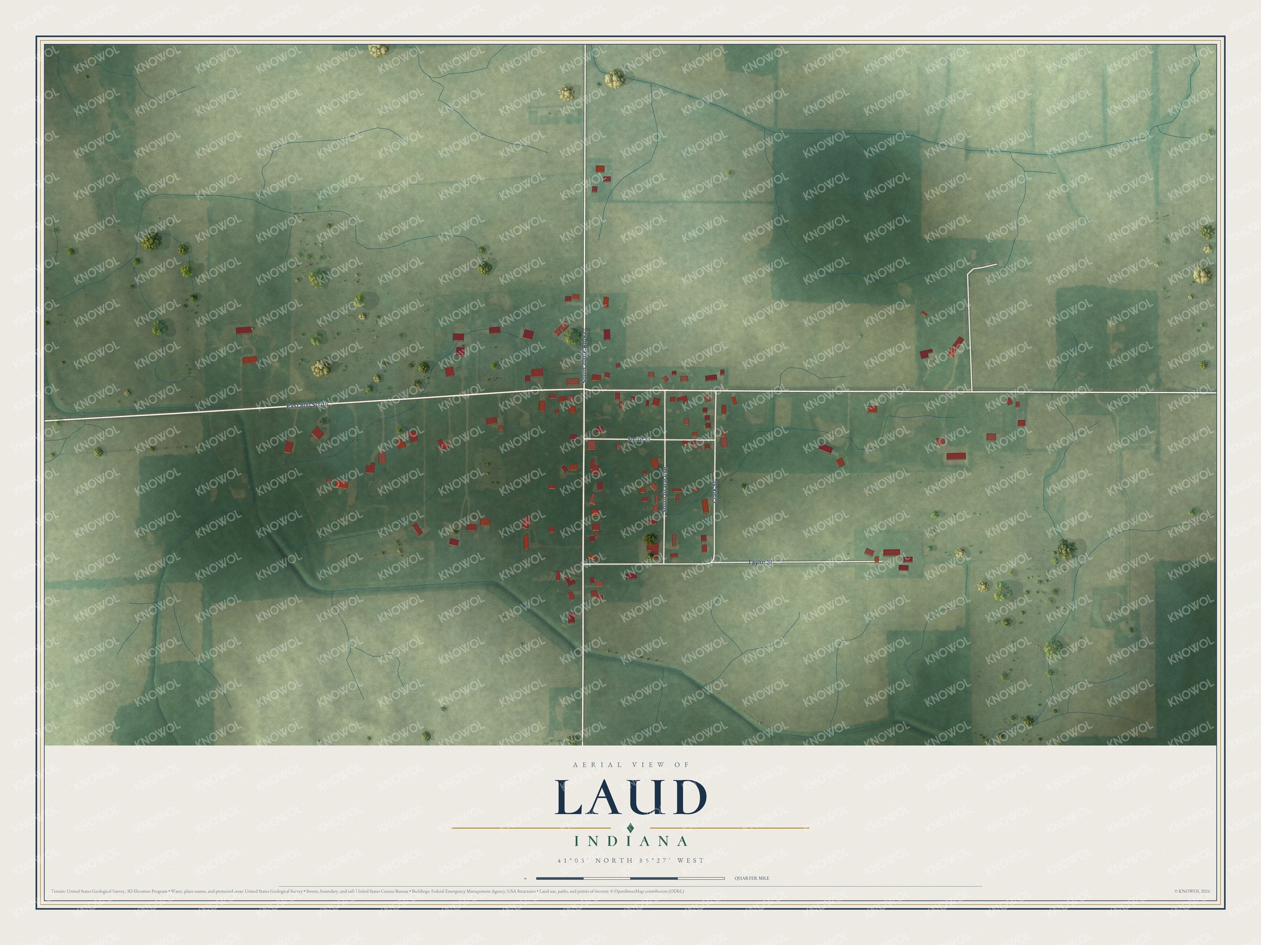 Watermarked full-map preview of Laud, Indiana
