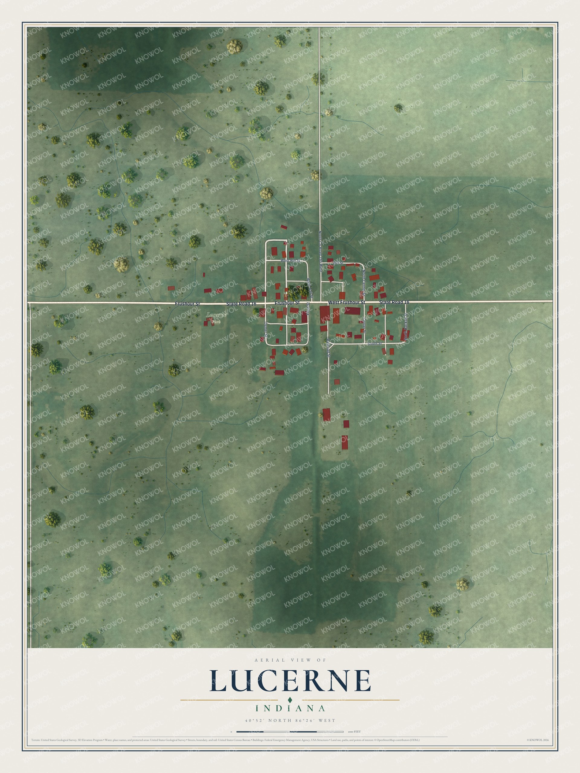 Watermarked full-map preview of Lucerne, Indiana