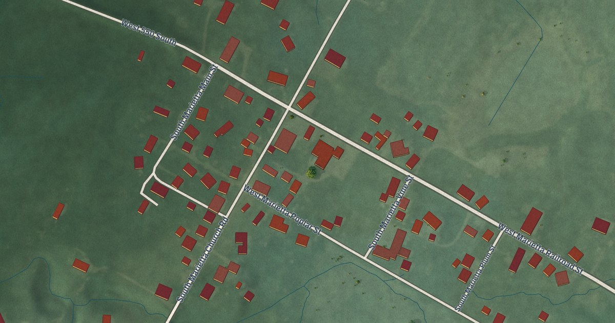 Map of Marietta, Indiana in 2026