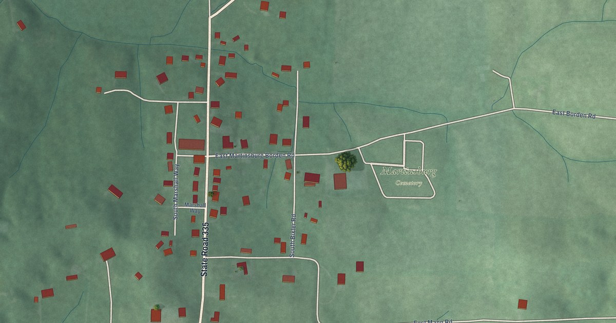 Map of Martinsburg, Indiana in 2026
