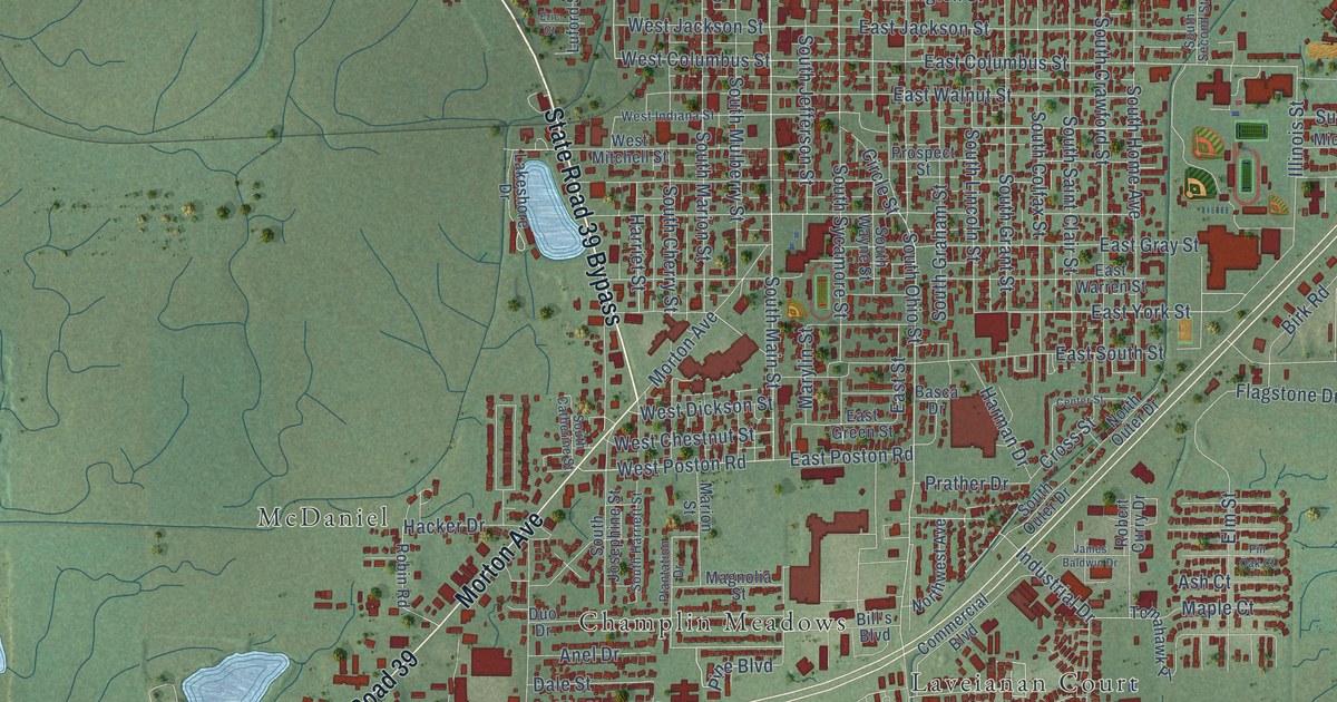Map of Martinsville, Indiana in 2026