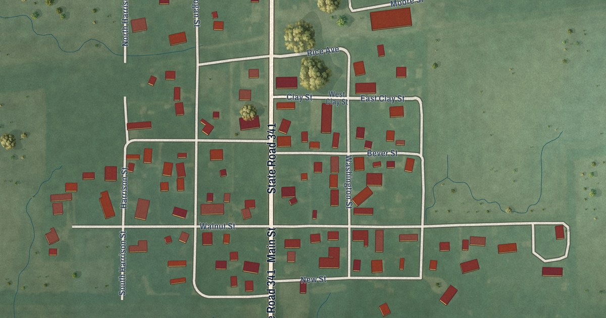 Map of Mellott, Indiana in 2026