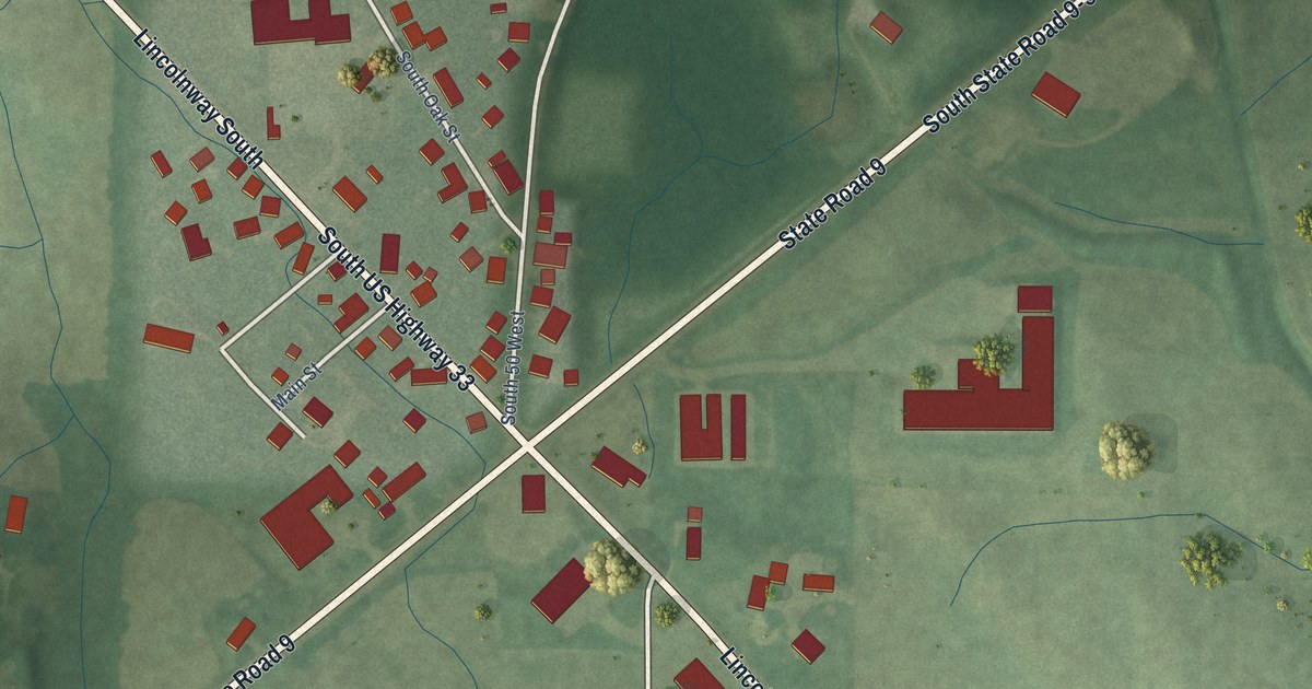 Map of Merriam, Indiana in 2026