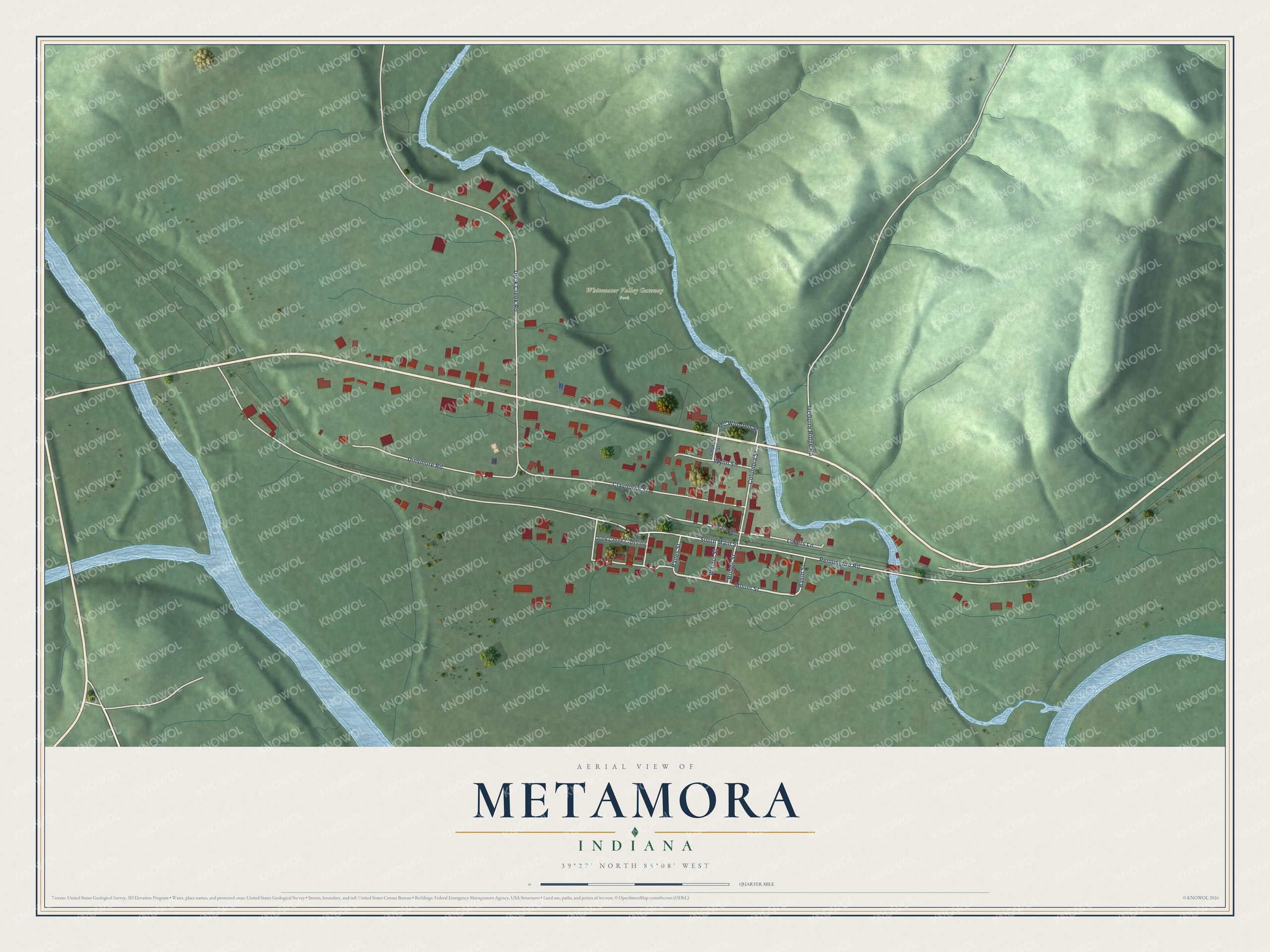 Watermarked full-map preview of Metamora, Indiana