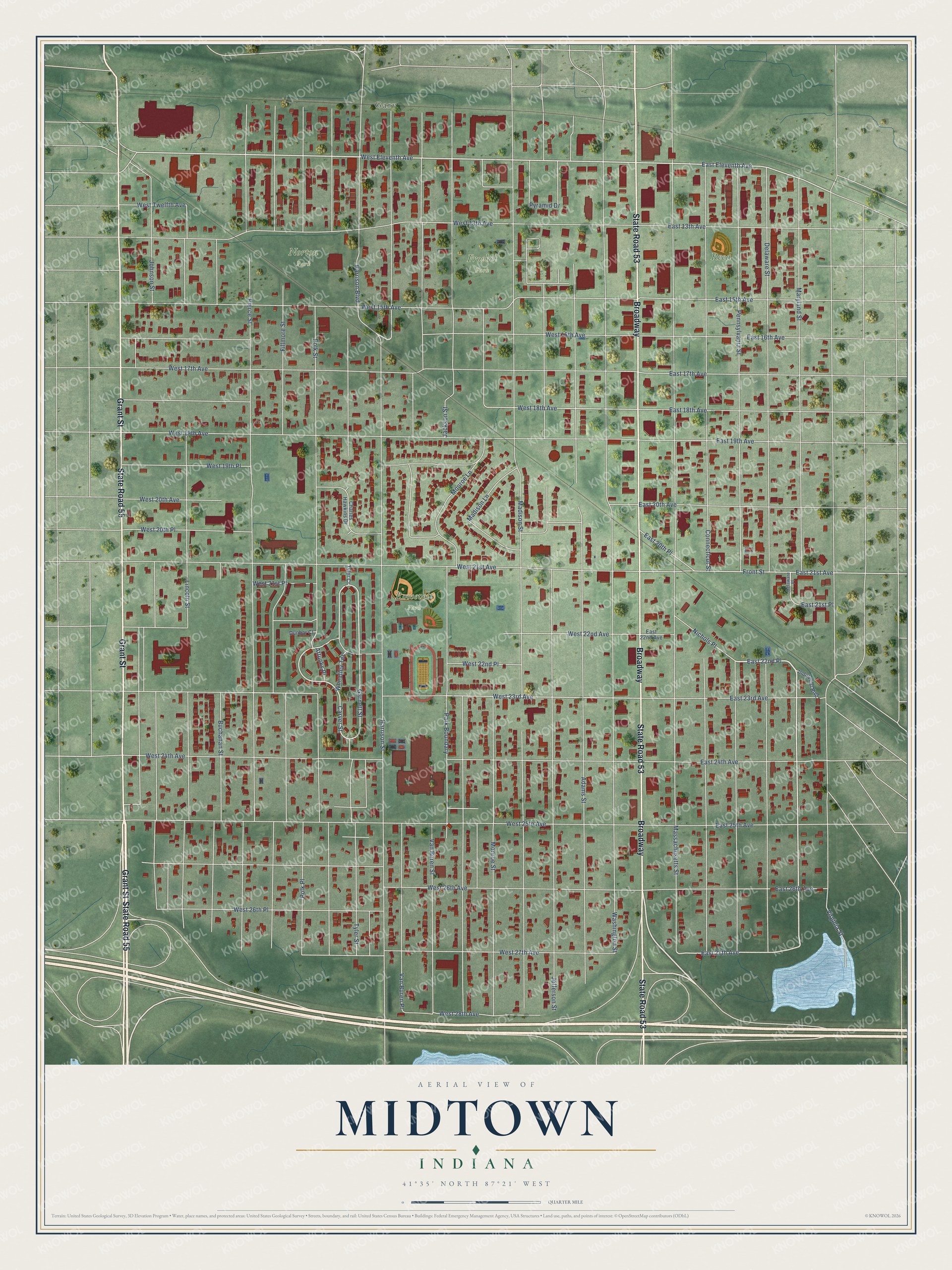 Watermarked full-map preview of Midtown, Indiana