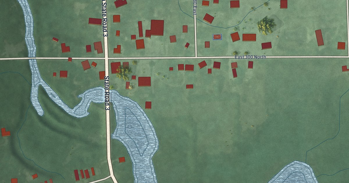 Map of Mongo, Indiana in 2026