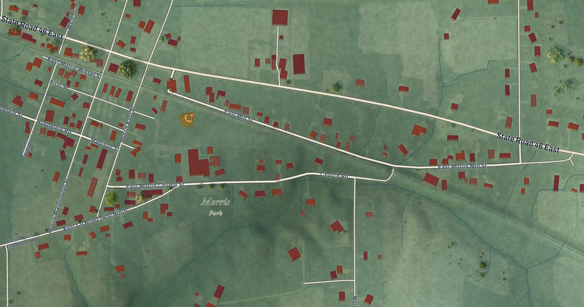 Map of Morris, Indiana in 2026