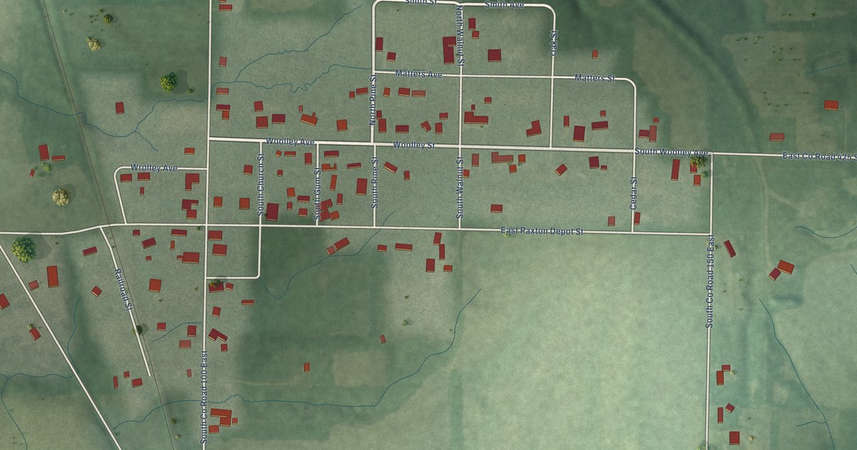 Map of Paxton, Indiana in 2026