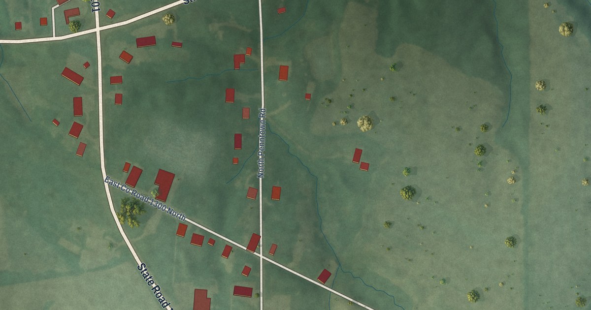 Map of Penntown, Indiana in 2026