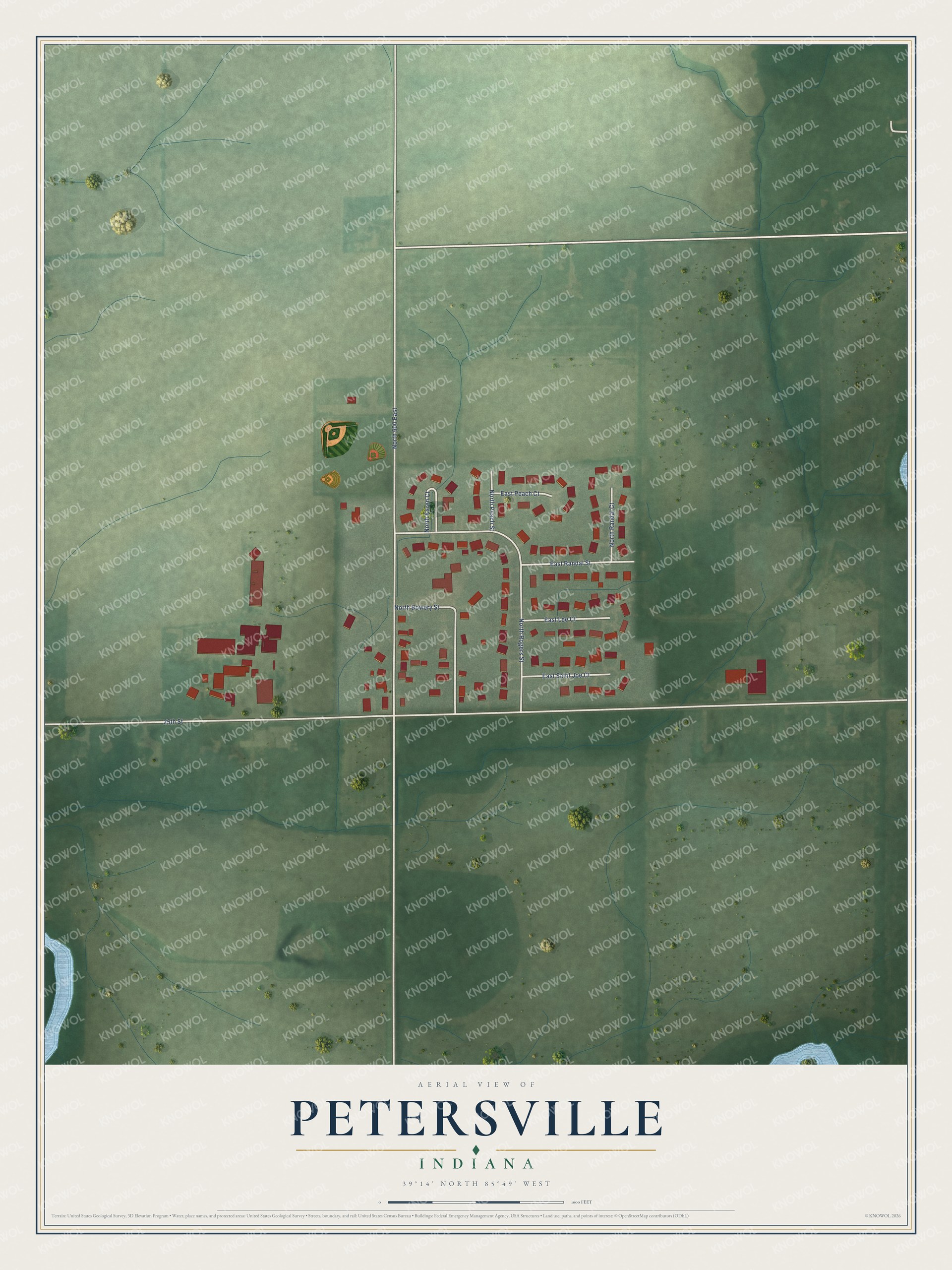 Watermarked full-map preview of Petersville, Indiana