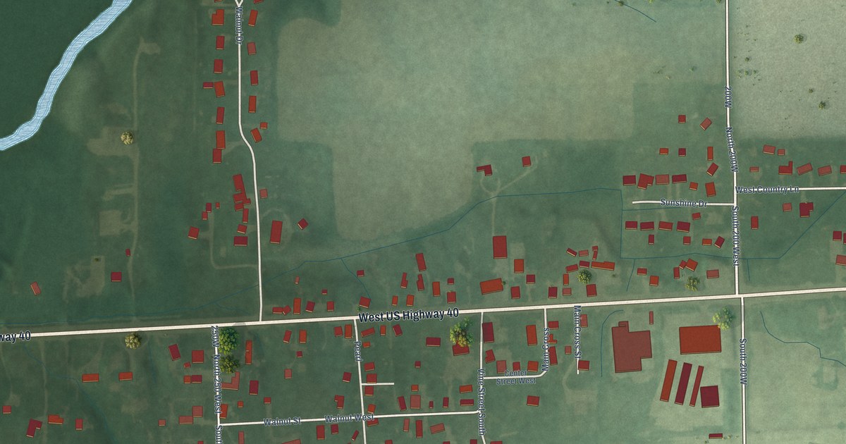 Map of Philadelphia, Indiana in 2026